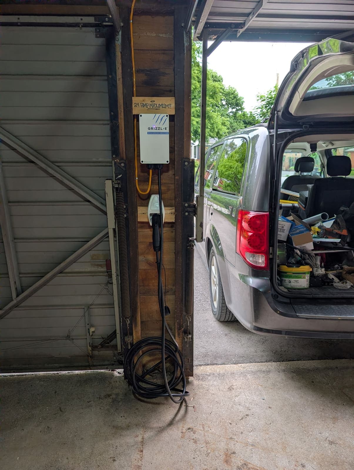 Grizzl-E EV charger installed in a garage
