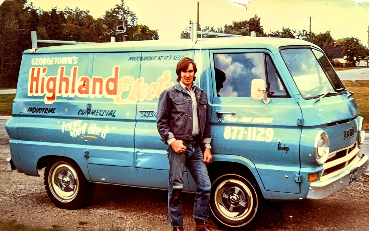 The original Highland Electric van in Georgetown, 1970s